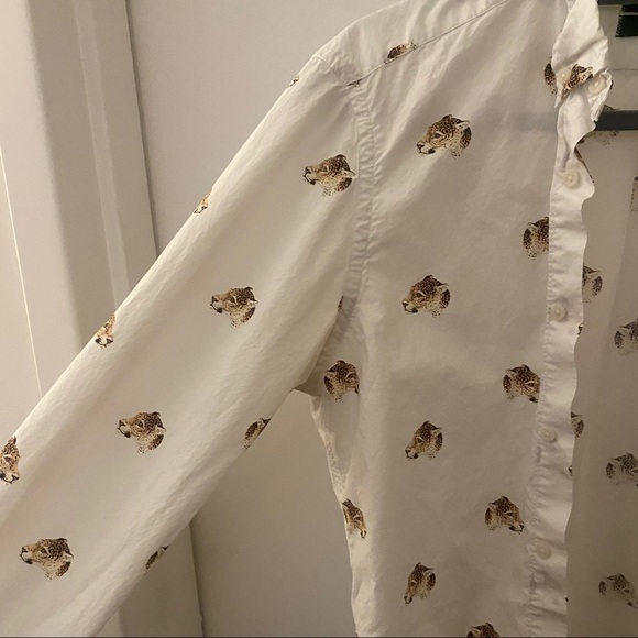 gitman brothers vintage mens small white cheetah button down 🐆 - Picture 4 of 5